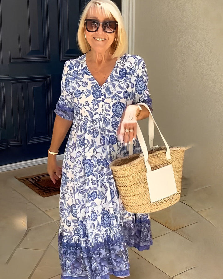 Mia | Graceful V-Neck Floral Dress