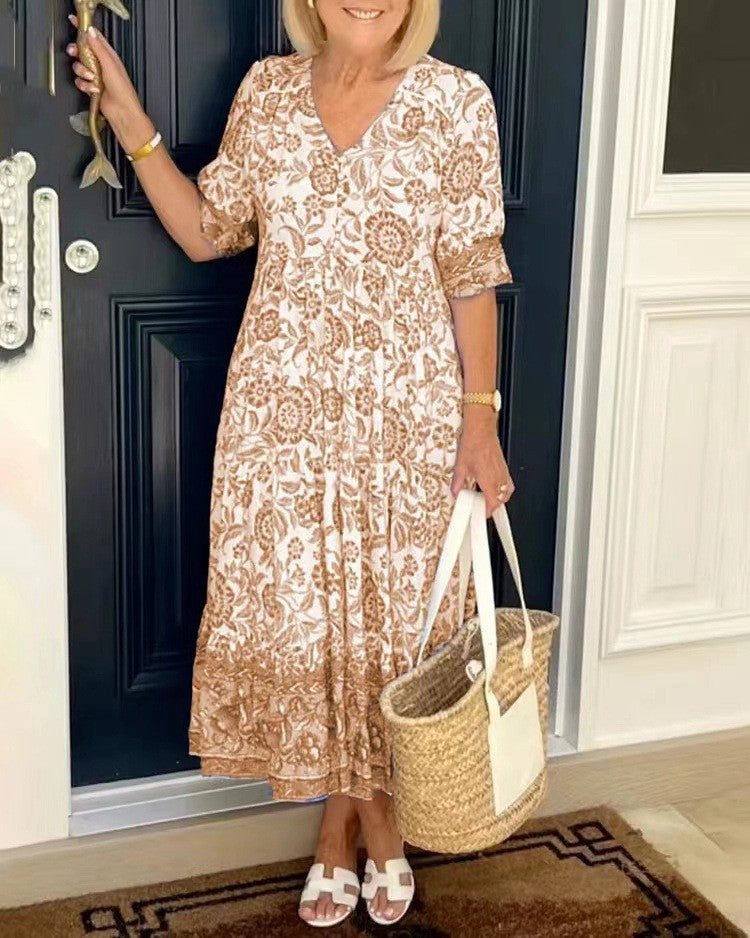 Denise | Graceful V-Neck Floral Dress