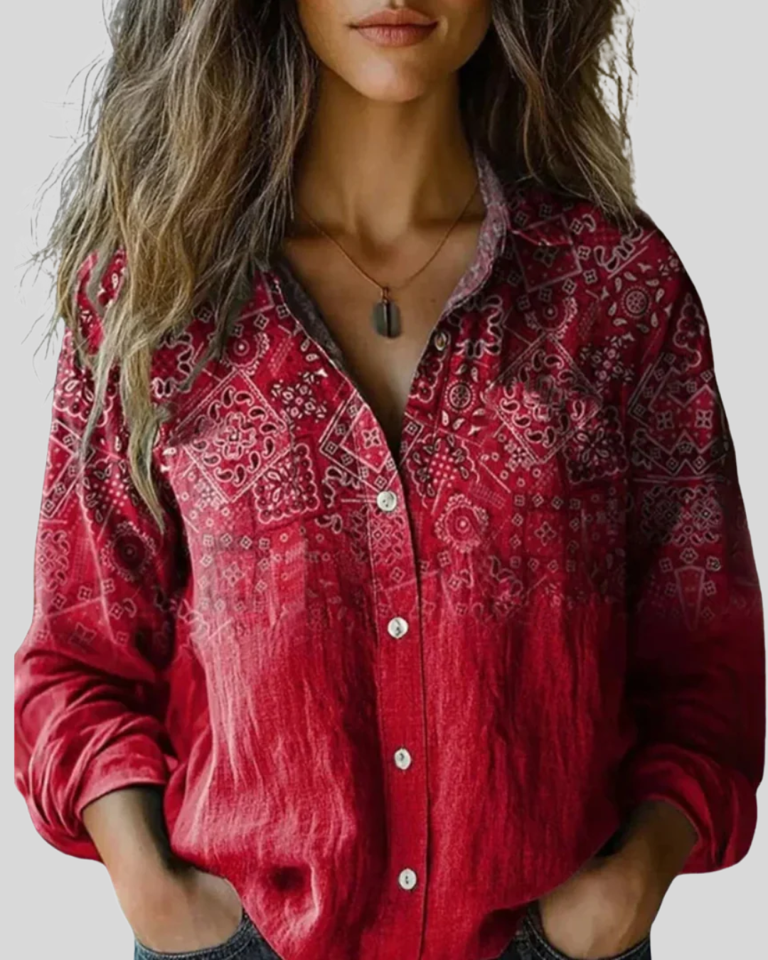 Odette™ – Crimson Bloom Blouse | Vintage Muse Collection