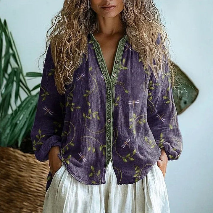 Amélie™ - Soft Vintage Leaf Blouse | Vintage Muse Collection