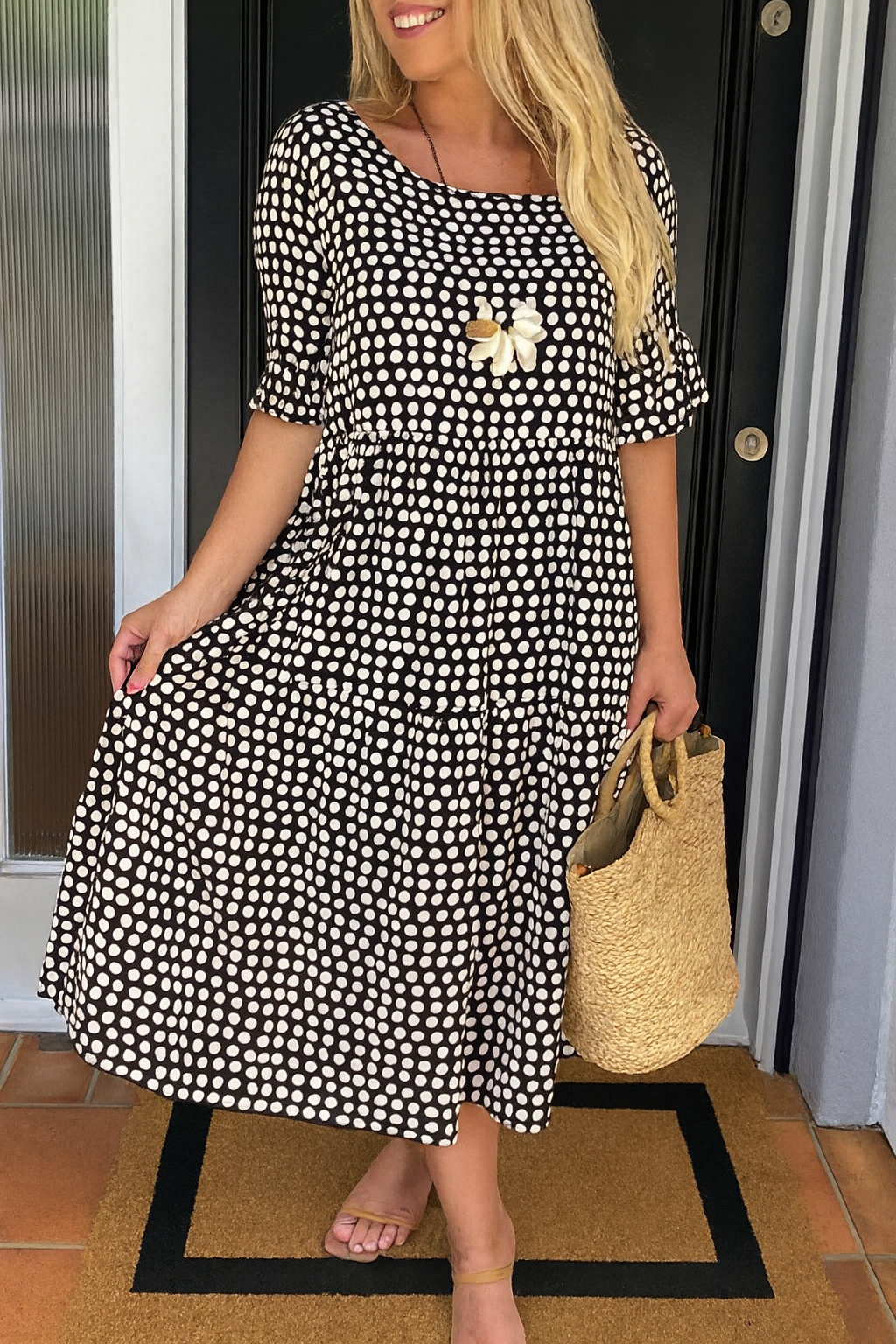 Julia™ | Sable Short-Sleeve Midi Dress