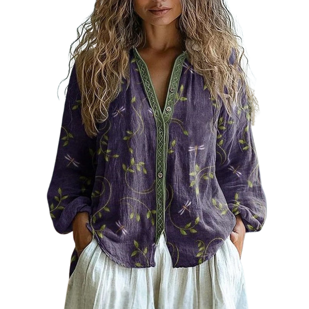 Amélie™ - Soft Vintage Leaf Blouse | Vintage Muse Collection