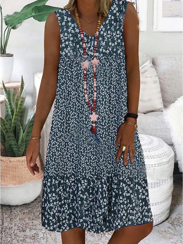 Laura | Sleeveless Floral V-Neck Dress