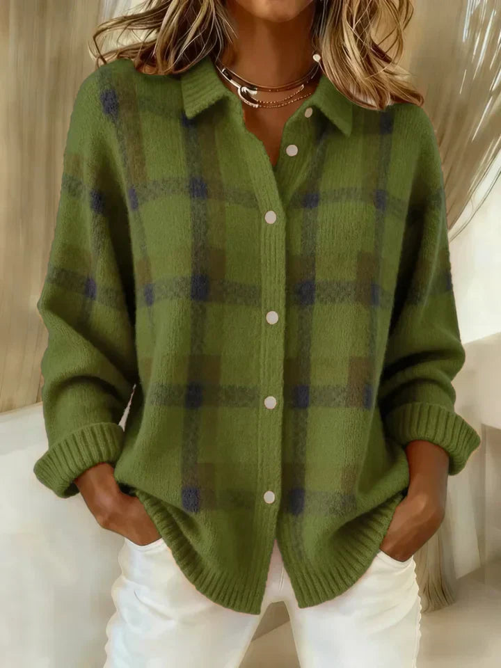 Denise | Retro Contrast Plaid Sweater