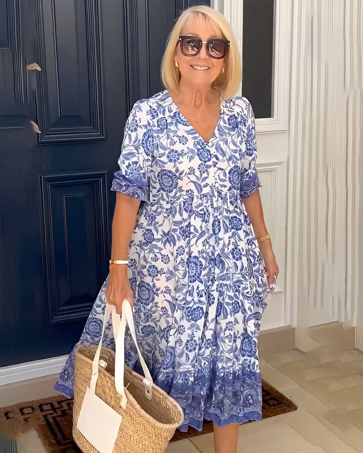 Denise | Graceful V-Neck Floral Dress