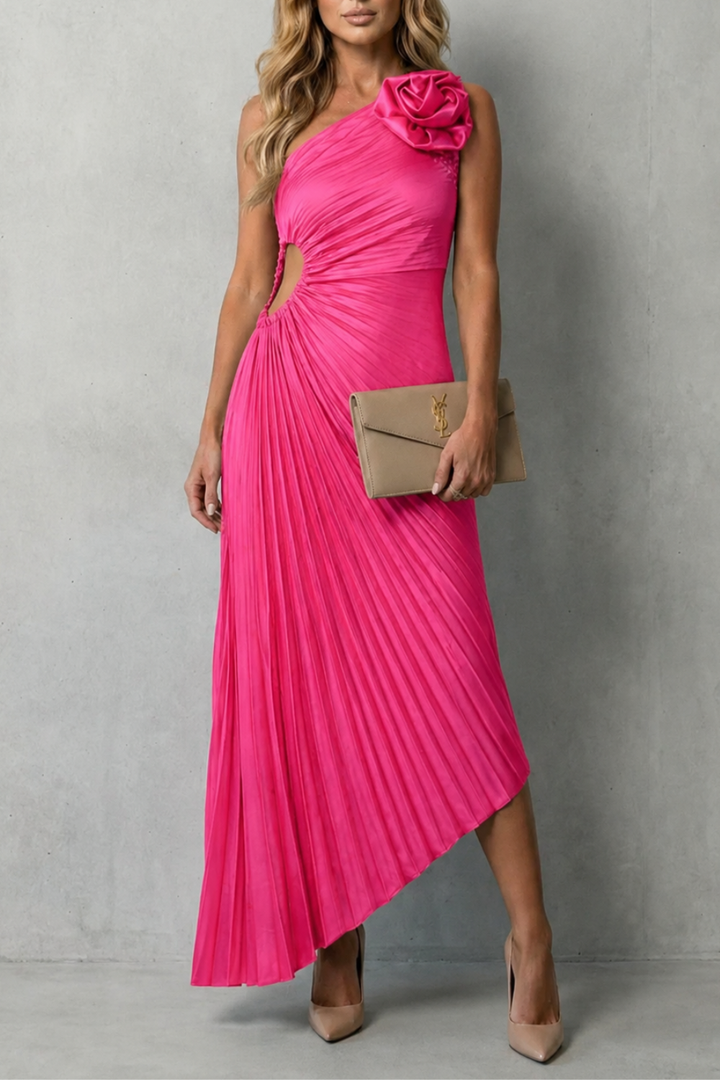 Felina – Statement elegance – Women’s One-Shoulder Pleated Maxi Dress
