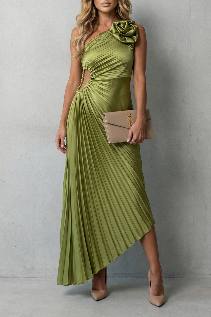Felina – Statement elegance – Women’s One-Shoulder Pleated Maxi Dress