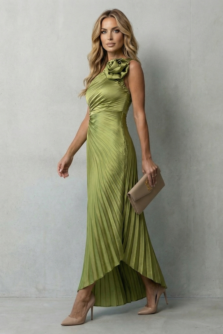 Felina – Statement elegance – Women’s One-Shoulder Pleated Maxi Dress
