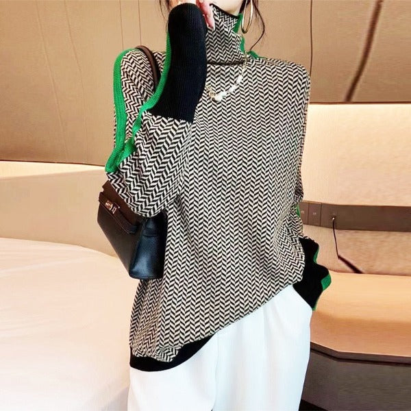 Helena™ | Herringbone Turtleneck sweater