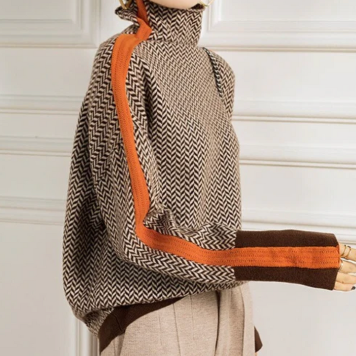 Helena™ | Herringbone Turtleneck sweater