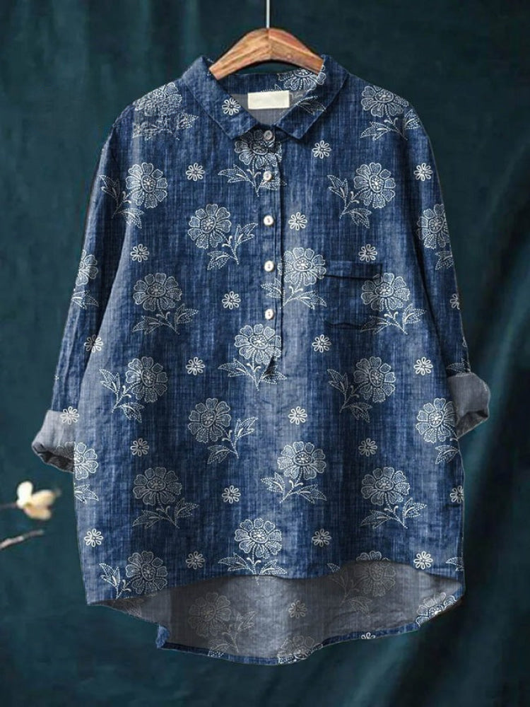Lina | Vibrant Floral Embroidered Shirt
