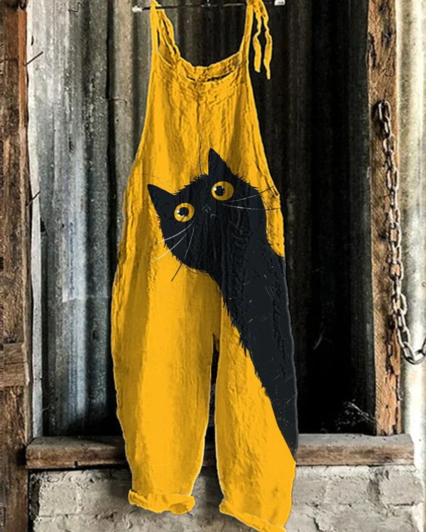 Alea™ | Lightweight yellow artisan overall with black cat