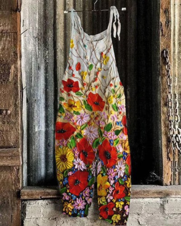 Alea™ | Lightweight artisanal jumpsuit in floral style