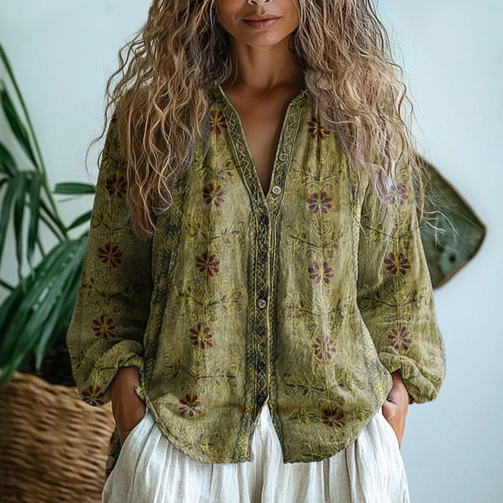 Amélie™ - Soft Vintage Leaf Blouse | Vintage Muse Collection