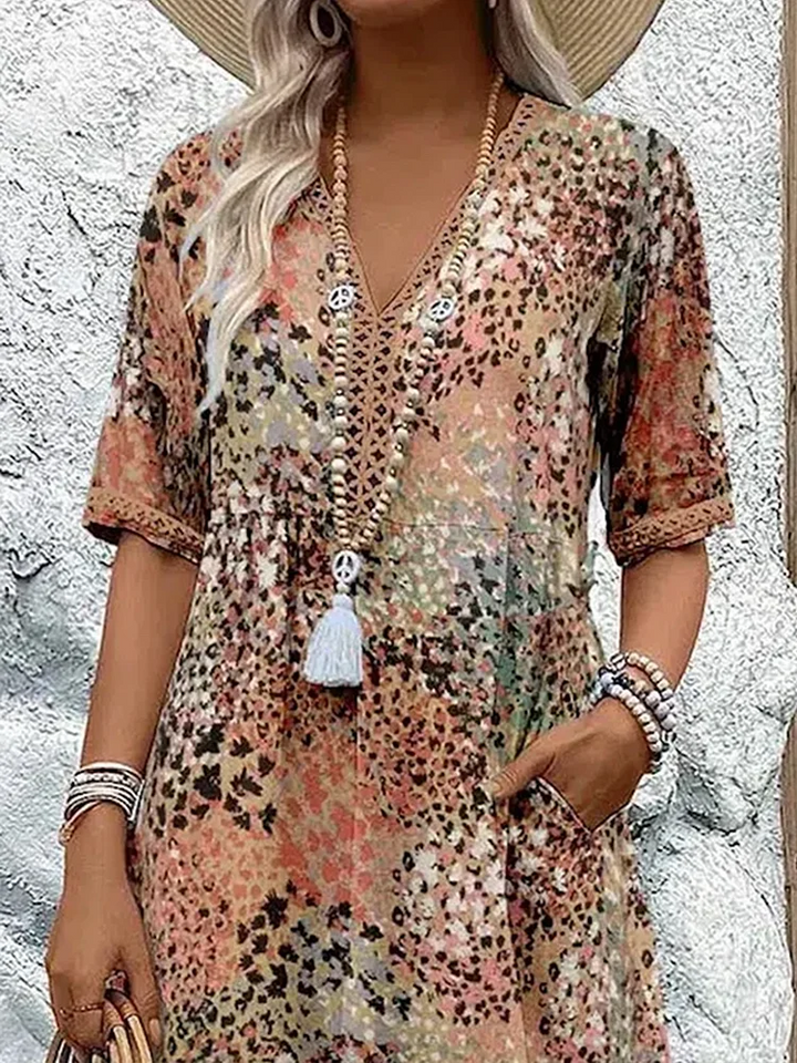 Amalia | Floral elegant Midi Dress with Tummy Coverage