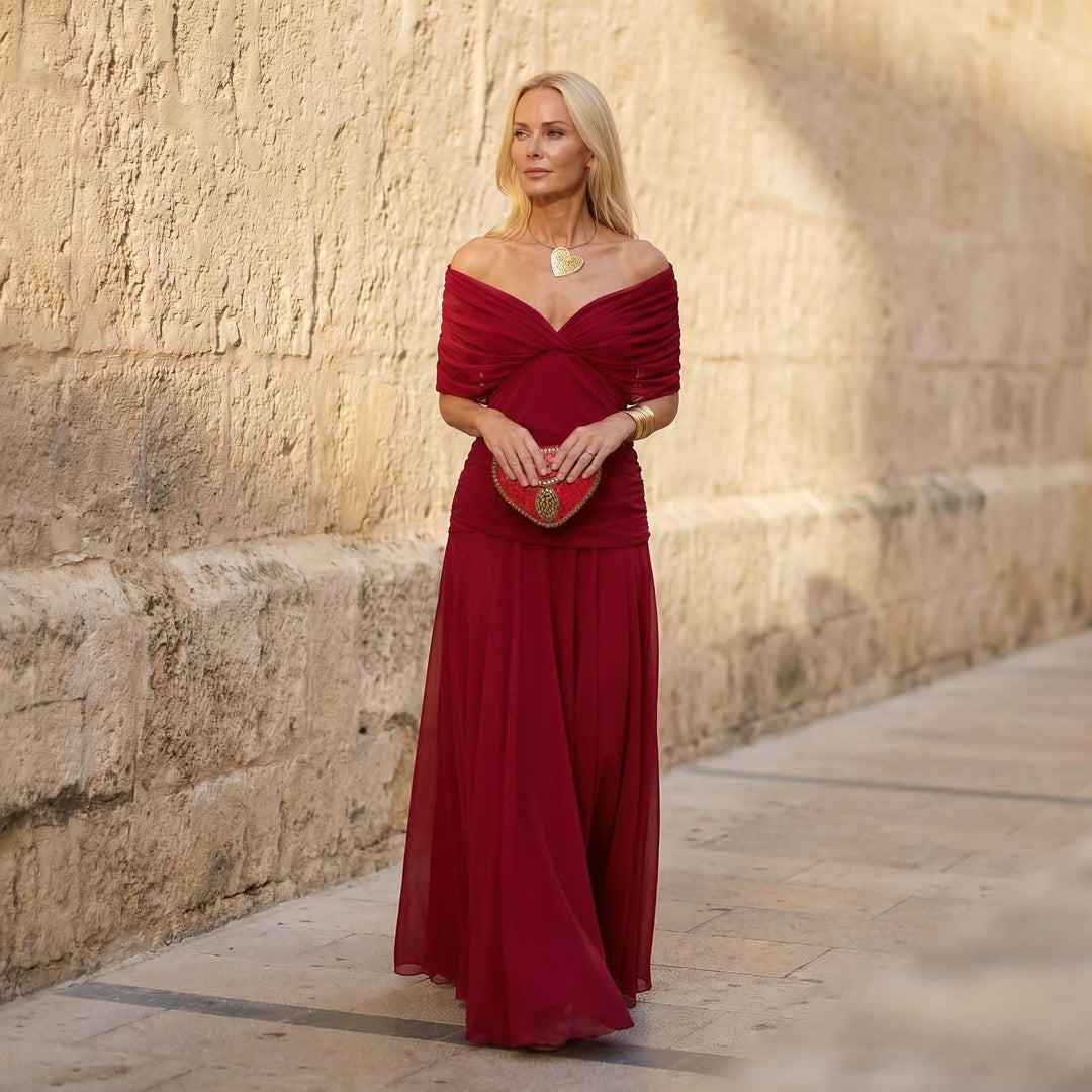 Florendra | Elegant Floral V-Neck Maxi Dress