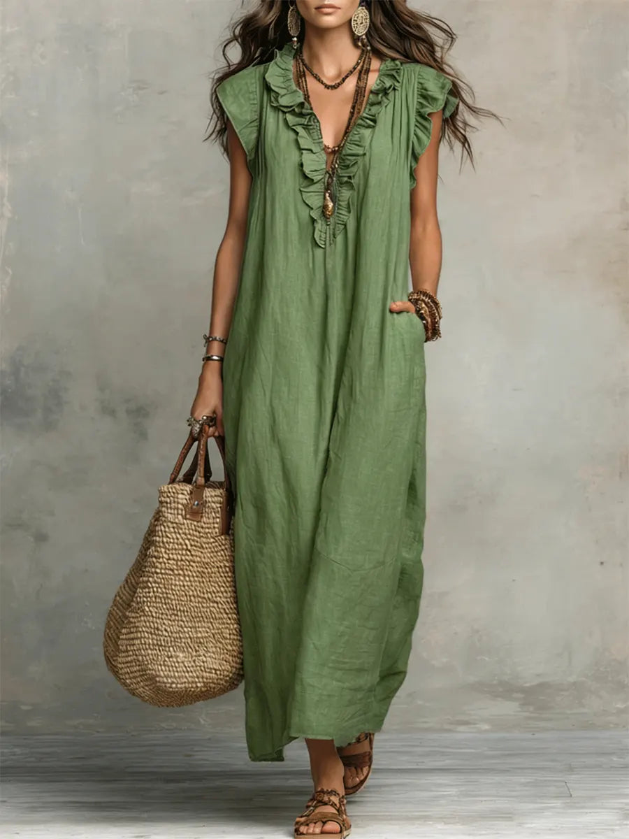 Amélia | Effortless Bohemian Linen Maxi Dress
