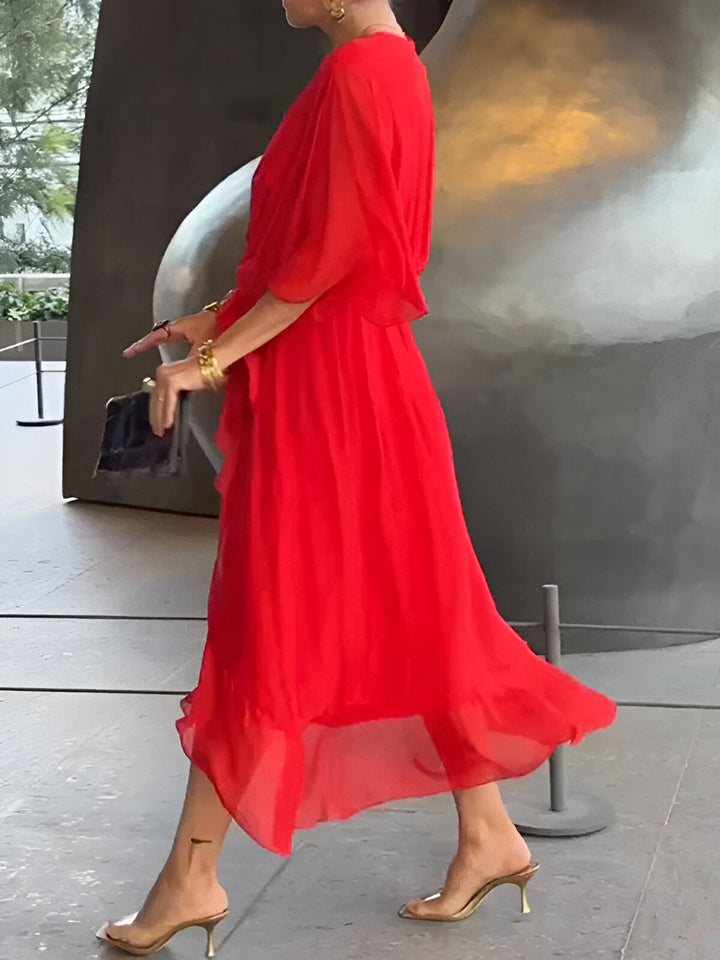 Elise™ | Grace Tie-Waist Midi Dress